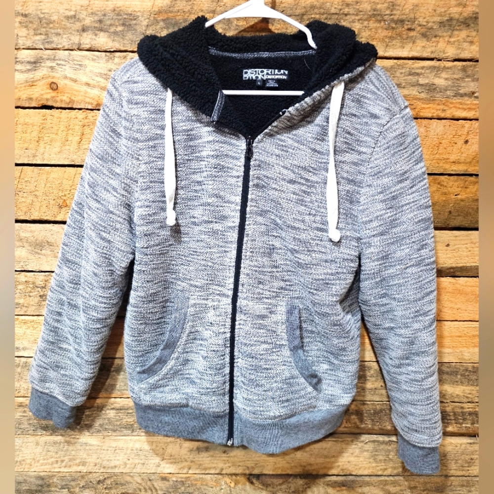 Size Large Gray and Black Distortion jacket coat‎